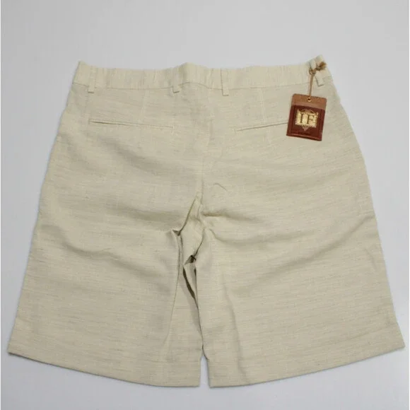 Italo Ferretti NWT Chino / Bermuda Shorts Size M in Beige Melange Cotton & Linen